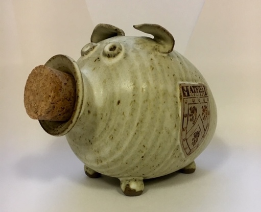 Hatfield College Pig Money Box - Cream