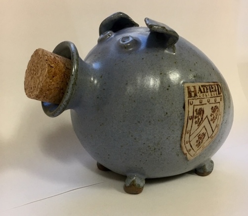 Hatfield College Pig Money Box - Blue