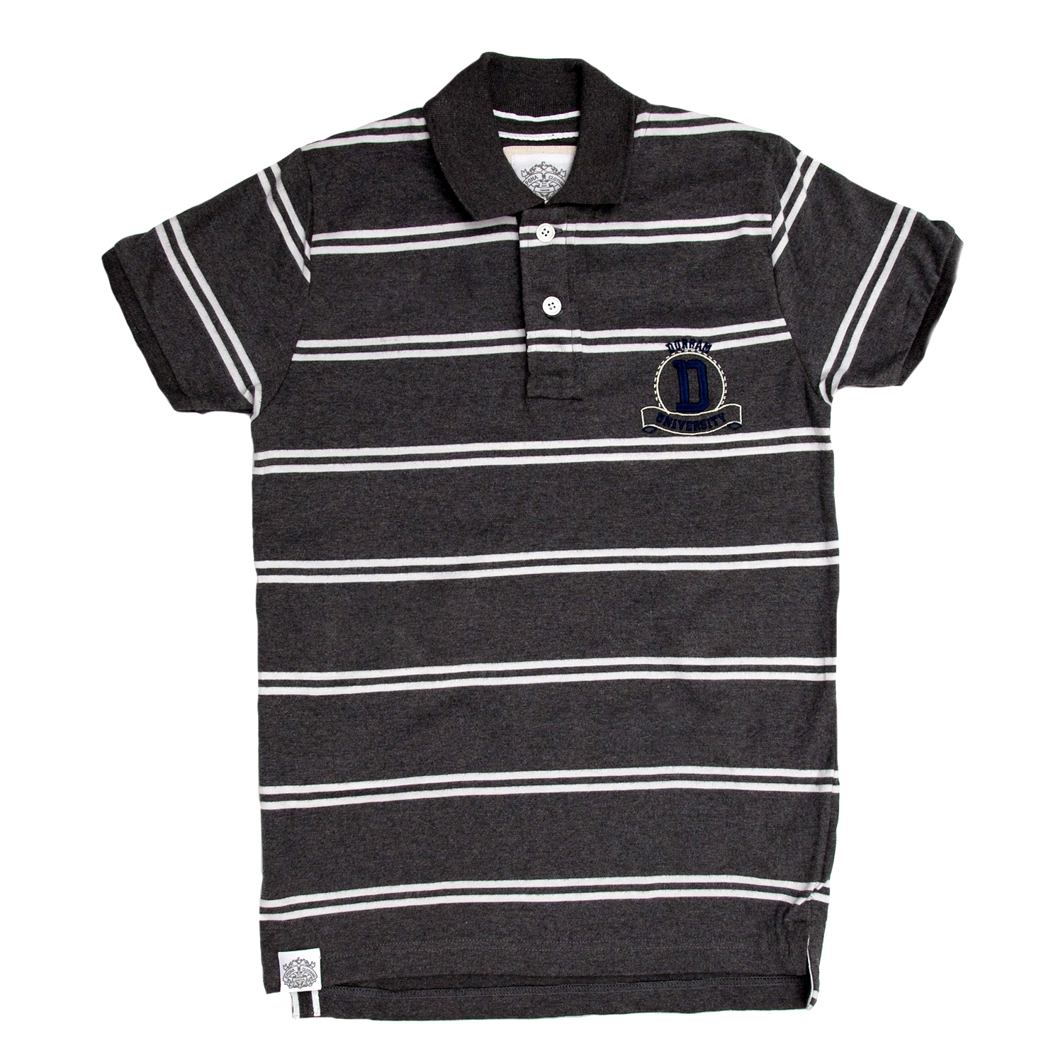 Cotton Striped polo in dark grey at Durham University Official Shop